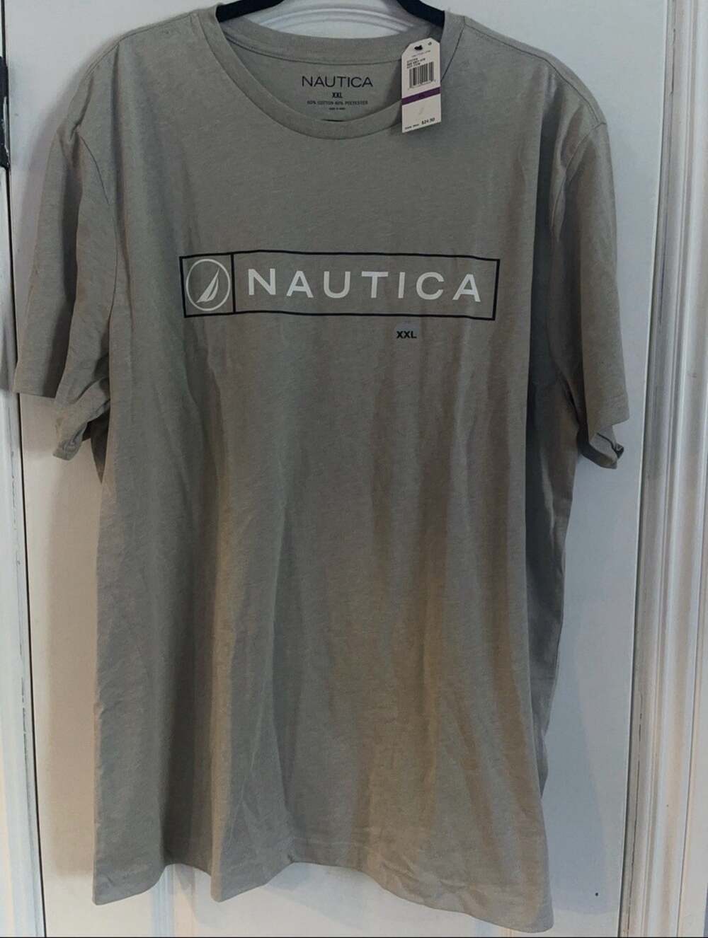 Nautica Men’s XXL Gray Logo Graphic Print Crew Neck Short Sleeve Jersey Tee